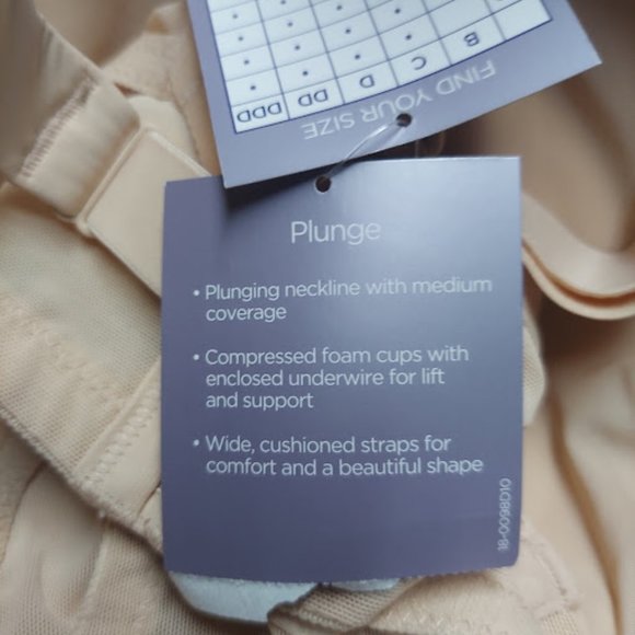 NEW Catherines Intimates Plunge Beige Bra - Plus Size 50C - Picture 3 of 6